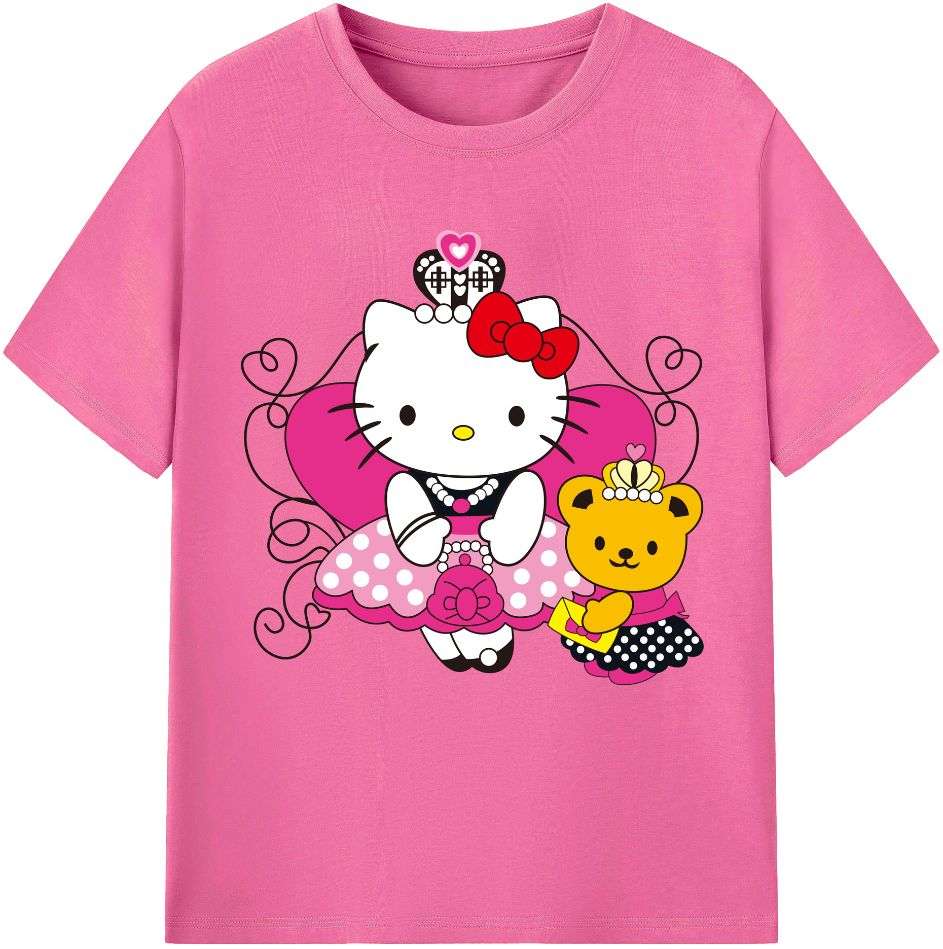 （画像用） Hello Kitty ハローキティ レディースカジュアルプリントTシャツ（綿100％）